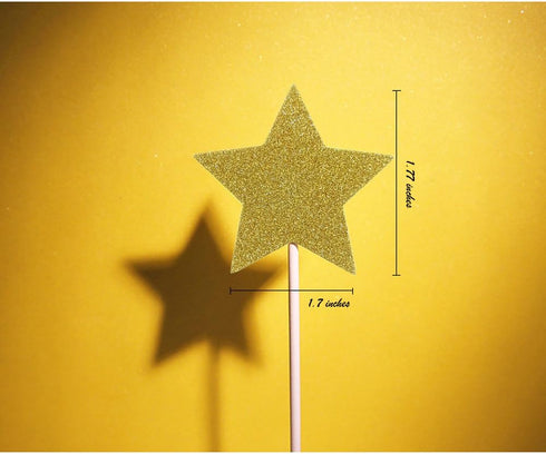 Gold Star Cake Cupcake Decorations Toppers Picks Supplies, Appetizer Picks, 30 Counting...