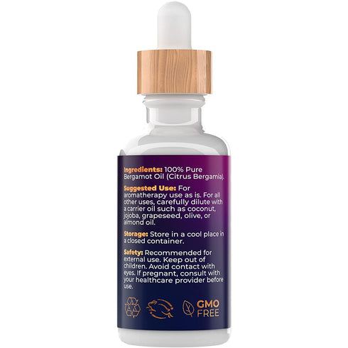 Premium Bergamot Essential Oil Organic (1 OZ) — Undiluted Organic Bergamot Essential Oil for Diffuser Aromatherapy and More — Therapeutic Grade Be...