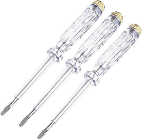 Fielect 3pcs Test Screwdriver, Voltage Detector Pen Light Circuit Tester Electric Test Pen Screwdriver Neon Tube AC/DC 100-500V Clear...