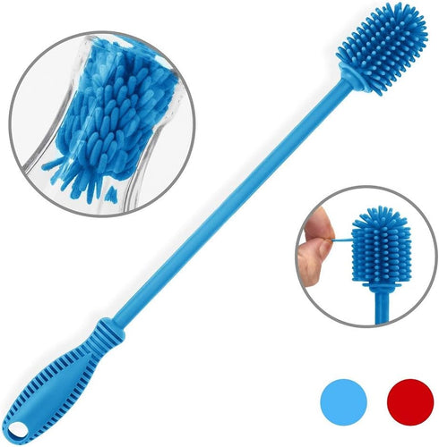 Silicone Bottle Cleaning Brush with Long Handle, Water Bottle Cleaner for Baby Bottles, Hydro Flask, Sports Bottle, Vase, Glassware, Perfect for S...