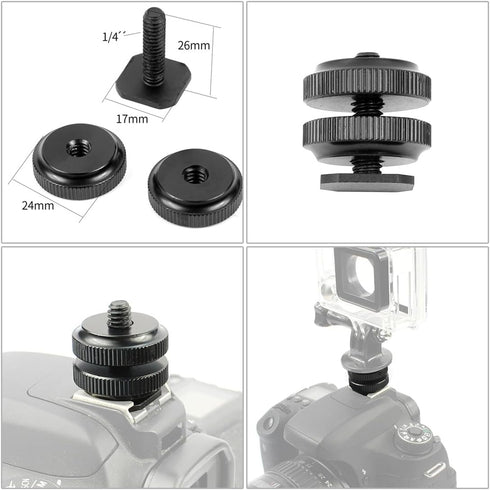 BGNing 1/4'' Camera Hot Shoe Mount Adapter Shoe Interface Tripod Screw Adaptor Flash Hot Shoe Mount for DSLR Camera Compatible with GoPro (2pcs)...