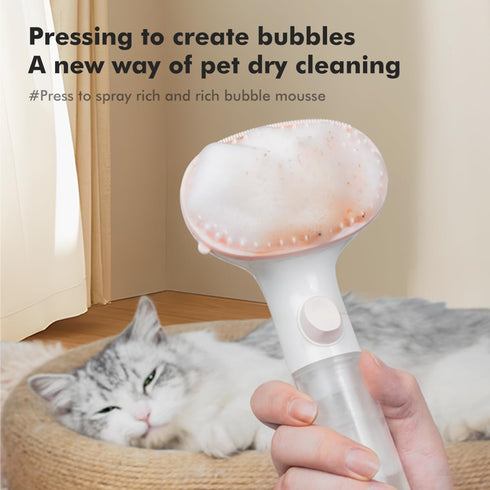 Foaming Soap Cat Bath Brush, Shampoo Foaming Dispenser With Soft Silicone Bristles, Adjustable Pet Clean & Massage Brush for Cats Kitten Grooming ...
