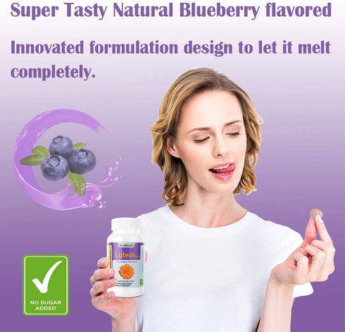 Lutein 20mg Super Eye Health with Natural Blueberry - and Vitamin C Chewable/Meltable Super Taste New Formula 100CT…...