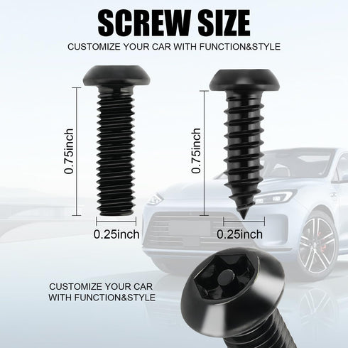 LivTee Anti Theft License Plate Screws Kits for Securing Frames and Covers, M6 (1/4") Tamper Proof Screws, Fastener Nut, Caps Cover for Front Rear...