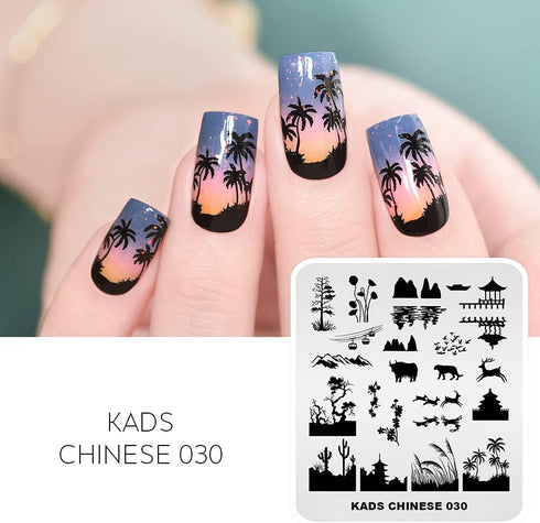 Nail Stamping Plate Stainless Steel Nail Plates Template Nail Polish Stamping Landscape Image Transfer Stencil Manicure Printing Design (CN030)...