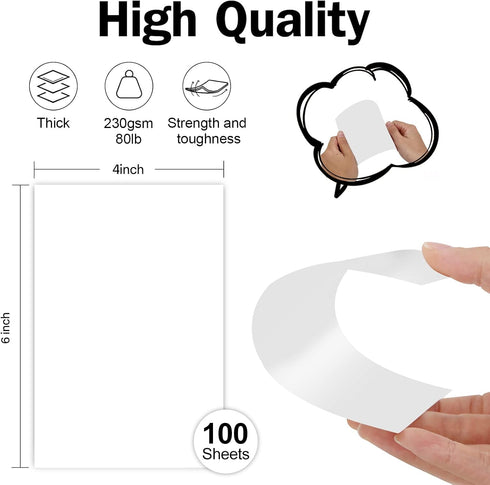 100 Pack White Blank Index Cards 4x6 Thick Paper, Goefun 80lb Heavyweight CardStock Unlined Notecards for Post Cards, Photo Paper, Recipe Cards...