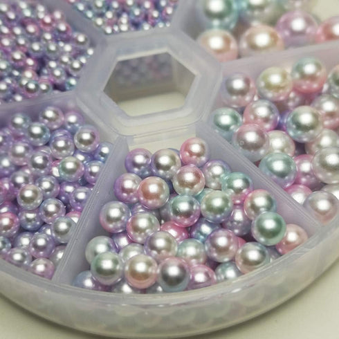 Chenkou Craft 1550PCS 1 Box Round Imitation Pearls Bead No Hole Loose Beads Gem (Light Mix, Mix)...