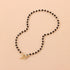 Dainty Flower Toggle Clasp Choker Necklace Black Crystal Beads Plum Blossom Shape OT Clasp Necklace Boho Irregular Stone Clavicle Chains Minimalis...