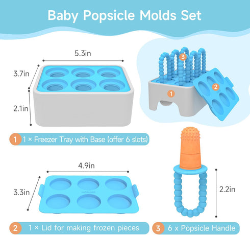 MORLIKE Baby Popsicle Molds Set, Homemade Breastmilk Popsicle Molds for Led Weaning, BPA Free Ice Pop Molds for Baby Teething Relief, Easy Release...