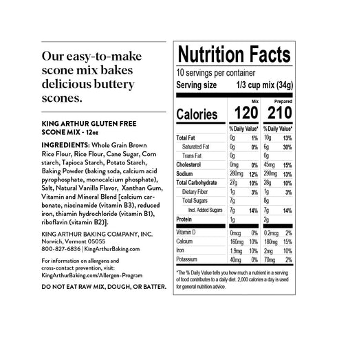 King Arthur Baking Company Gluten-Free Scone Mix 12 oz., Breakfast Mix, Non-GMO...