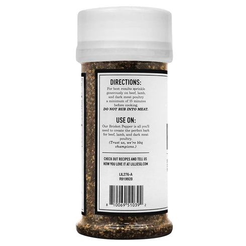 Lillie’s Q - Brisket Pepper BBQ Rub, Cracked Pepper BBQ Rub, Traditional Texas-Style Brisket Barbeque Rub, Large Pepper Grind Size, Perfect Barbeq...