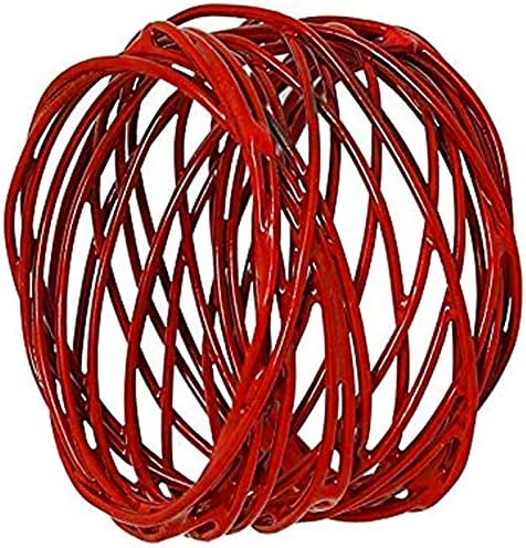 Handmade Round Red Mesh Napkin Rings Set of 6 Holder for Dinning Table Parties Everyday, Dia: 2 Inch...