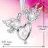 Matashi Chrome Plated Crystal Studded Silver Love Doves Birds Hanging Ornament with Heart, Romantic Gift, Love Symbol for Christmas, Anniversary, ...