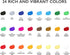 24-Color Acrylic Paint Set (12 ml) With 3 Brushes - For Canvas, Paper, Wood, Rock, Ceramic & Fabric...