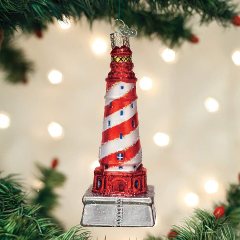 Old World Christmas Collection Glass Blown Ornaments for Christmas Tree, White Shoal Lighthouse...