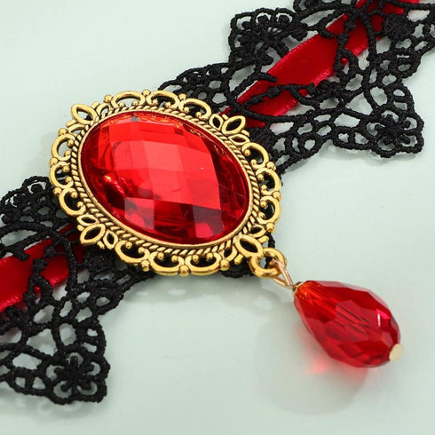 Xerling Black Crystal Beads Pendant Lace Choker Vintage Gothic Elegant Halloween Costume Necklaces Goth Collar Choker for Women Girls...
