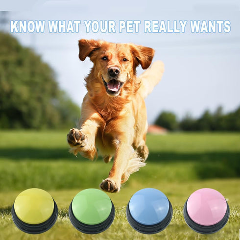 4pcs Dog Buttons for Communication Recordable Dog Talking Buttons Set with Stickers Speaking Button for Dog Training Interactive Tool Answer Buzze...
