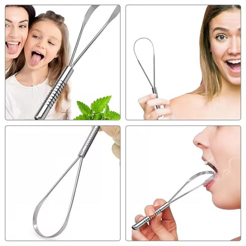 Tongue Scraper, Tongue Cleaner for Fresher Breath - 100% Stainless Steel Oral Hygiene ToolDesigned for both kids and adults with travel case...