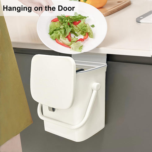 LALASTAR Small Trash Can with Lid, Kitchen Compost Bin for Countertop or Under Sink, Plastic Hanging Waste Basket for RV/Office/Bedroom/Dorm, Moun...