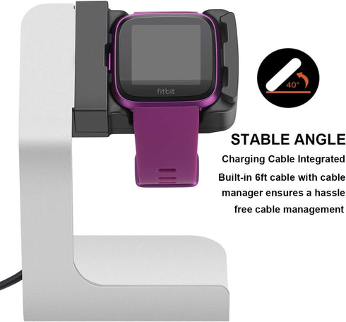 Charging Stand/Charging Dock/Charging Cradle Compatible for Fitbit Versa/Versa Lite with 6ft Charging Cable Integrated...