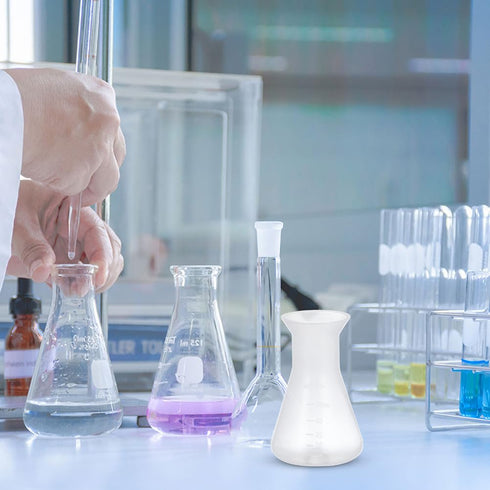6pcs Sterile Erlenmeyer Flask 50ml Plastic Erlenmeyer Flask, Narrow Neck Education Experiment Supplies Narrow Conical with Graduations Education L...