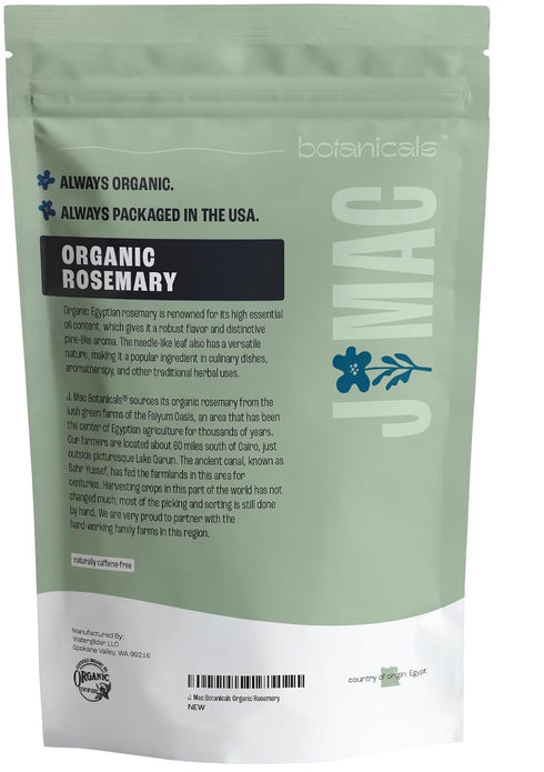 J MAC BOTANICALS Organic Rosemary Leaves (4 oz) Fresh Dried Leaf Herb, Packaged in the USA, Certified USDA Organic...