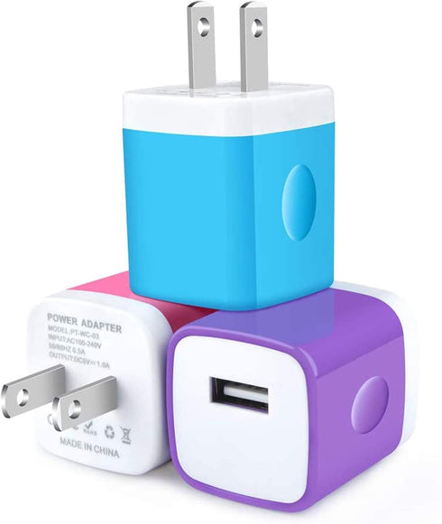 Charging Block Plug, 1A/5V 3-Pack USB Wall Charger Power Adapter Cube Brick Head Box for iPhone 15/14/13/12/11 Pro Max,15/14/13/12/11/Xs/XR/X/8/7/...