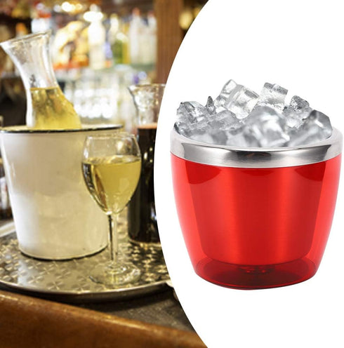 Red Wine Bucket, Mini Stainless Steel Beer Bucket Versatile Ice Bucket for Champagne Beer Cooler Party Bucket for Home Kitchen Bar KTV Hotel Red...