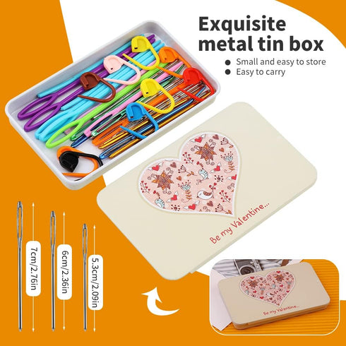 FTEVEN 36pcs Big Eye Blunt Needles, Plastic Big Eye Needles, Yarn Needles, Big Eye Bent Tapestry Needles with Colorful Plastic Knitting Stitch Mar...