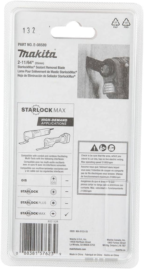 Makita E-08589 StarlockMax® Oscillating Multi-Tool High Carbon Steel Sealant Removal and Joint Cutter Blade...
