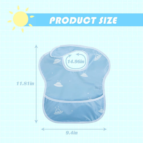 Little Dimsum 3 Pack baby waterproof bib easy to clean feeding weaning bib adjustable closure suitable for children with large pockets for 6-36 mo...