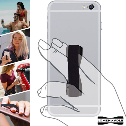 LOVEHANDLE Universal Phone Grip for Most Smartphones, Mini Tablets and Cases, Hibiscus Purple Design Elastic Strap with Purple Base, lh-01-hibiscu...