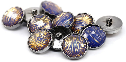 20 pcs Golden Texture Blue Layer Beveled Cut Clear Resin Cover Sewing Shank Buttons for Coats -25mm -1"...