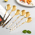 Stainless Steel Soup Spoon,Korean Dessert Spoon,White Gold Spotted Spoon for Home, Kitchen or Restaurant, Set of 4 Colour Spotted Soup Spoons, 8 I...