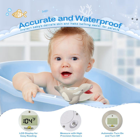 Baby Bath Thermometer for Safty Bath,BPA-Free Digital Bath Thermometer for Baby,Cute Orca Room and Water Temperature Thermometer Baby Toy-WGN...