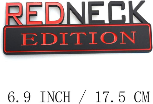 2pcs REDNECK EDITION CAR EMBLEM Chrome Badge 3D Sticker Decal Compatible with F-150 F250 F350 Silverado RAM 1500 (Red/black)...