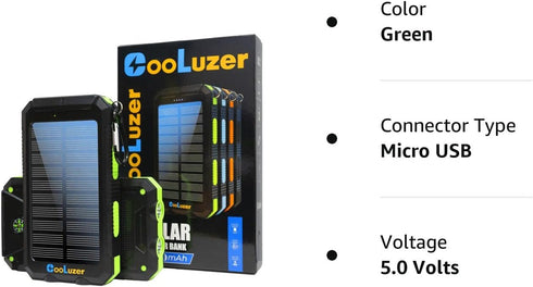 Solar Charger Power Bank 36800mah,18W PD 5V*3.1A Fast Charging,QC3.0 Portable Charger Solar Power Bank,IP67 Waterproof Camping Gear Accessory (Gre...