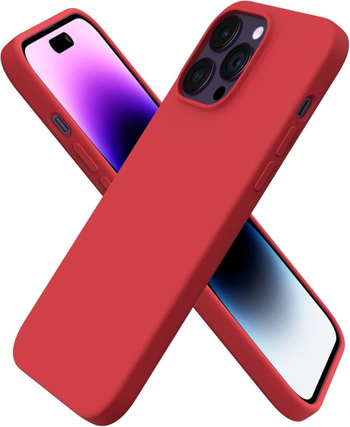 ORNARTO Compatible with iPhone 14 Pro Max Case 6.7, Slim Liquid Silicone 3 Layers Full Covered Soft Gel Rubber Phone Case Protective Cover with Mi...