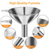 Metal Stainless Steel Funnel, Large Medium Small Funnel Set of 3, Food Grade Mini Funnels for Kitchen Use Filling Bottles Flask Cooking, 2 Brushes...