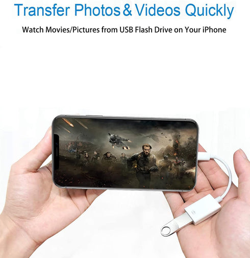 Lightning to USB Camera Adapter, USB 3.0 OTG Cable Adapter for iPhone 14 13 12 11 XS XR X SE 8 7 6 5 iPad/iPod to Connect Card Reader, U Disk, Key...