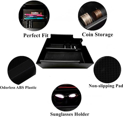 Center Console Organizer Interior Storage Box fit for Ford Explorer 2019 2018 2017 2016 2015 2014 2013 2012 Accessories Armrest Secondary Storage ...