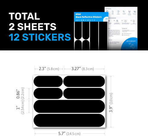 Elos Reflective Gear 3M Reflective Black Stickers - Reflective Helmet Tape, Motorcycle Reflective Tape, Hi Viz Stickers for Helmets - Discreet Bla...
