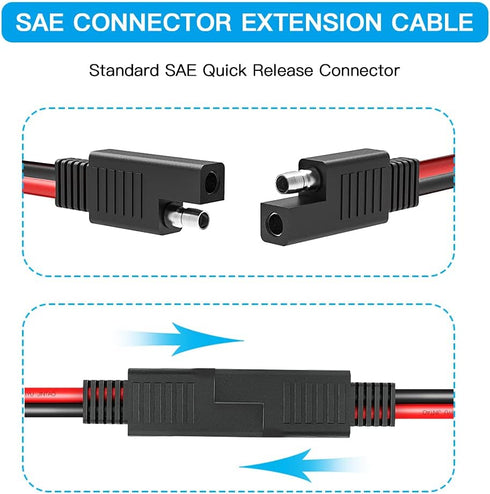 ELECTOP SAE Connector Extension Cable, SAE Quick Connector Disconnect Plug SAE Power Automotive Extension Cable Solar Panel Cable Wire(2 Pack)...