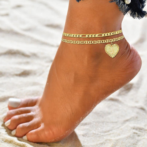 Dainty Ankle Bracelets for Women? 18K Gold Plated Anklets Minimalist Beach Letter Foot Chain Jewelry Gifts...