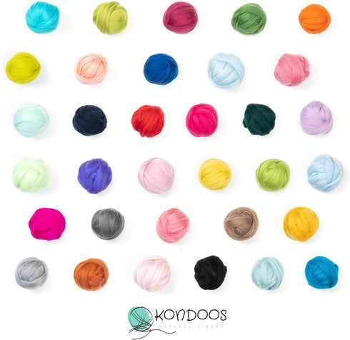Kondoos Colored Natural Wool roving, 8 OZ. Best Wool for Needle Felting, Wet Felting, handcrafts and Spinning. (Cyan)...