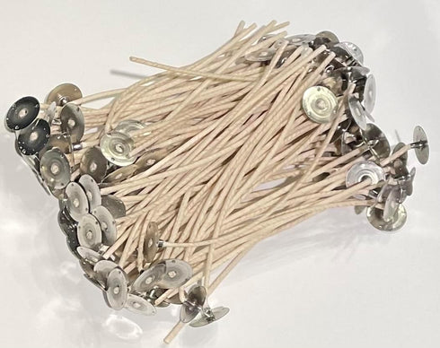 CD Stabilo Candle Wicks - 6 Inches - Custom Assemblies (Pre-Waxed with Sustainer Tabs) - for DIY Candle Making Supplies - Made in USA - Hand Count...