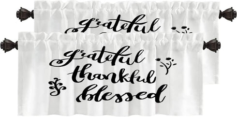 Inspirational Quote Love Kitchen Valances Half Window Curtain, Inspirational Thanksful Quote Message Blackout Decoration Valances Curtains Drapes ...