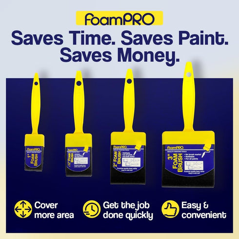 FoamPRO 72-4, 2" Foam Brush with 4 Refills - Premium Quality Paint Brush Set for All Paints, Urethanes, Varnishes, Stains - Effortless Application...