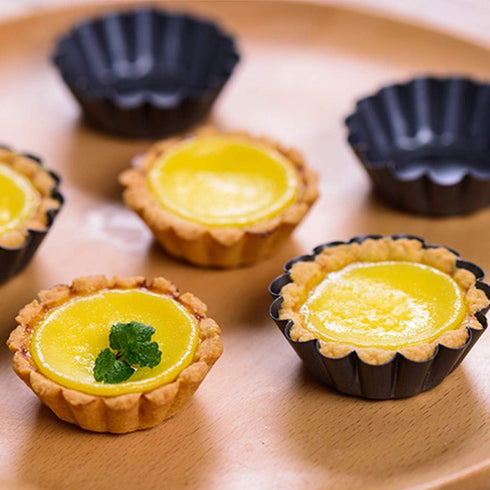 12 Packs Egg Tart Mold, Size 2.6 x 0.9inch, Cupcake Cake Muffin Mold Tin Pan Baking Tool, Carbon Steel...