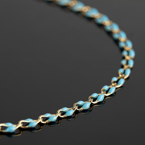 Gold Plated Brass Chains for Necklace DIY Jewelry Supplies, 2 Meters Light Blue Oil Drip Cable Bulk Chain Jewelry Making Supplies Findings...